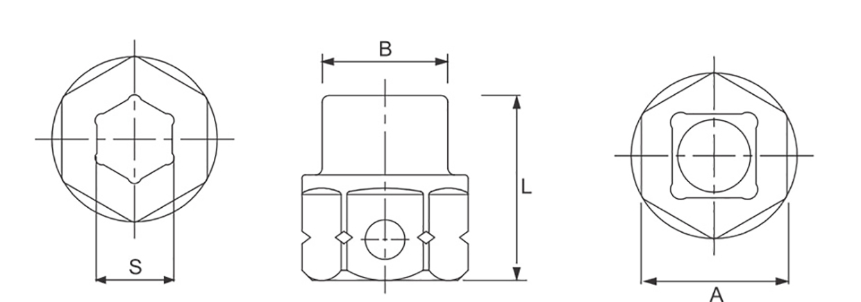 JTC-442810-442824 Khẩu lục giác đen ngắn 1/2”