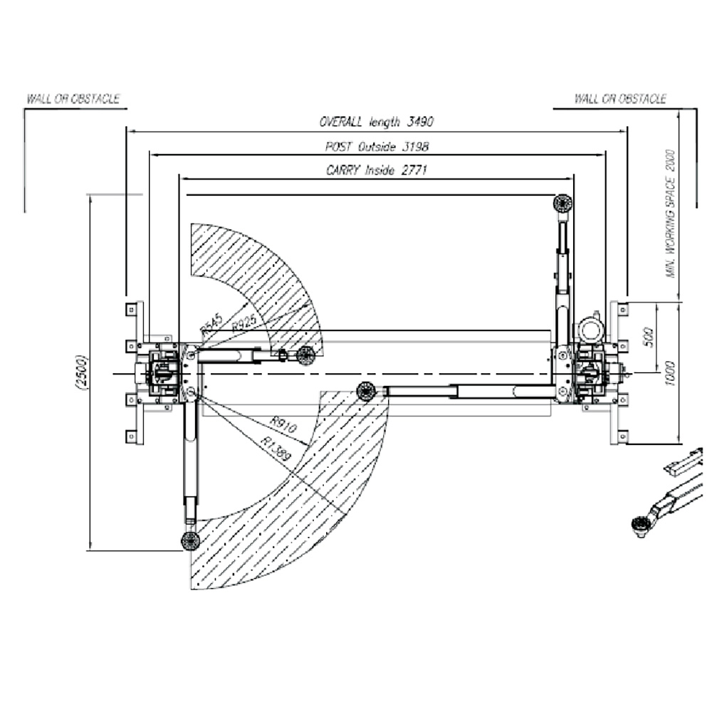Cầu nâng 2 trụ 4 tấn Heshbon HL-25H - thiết kế