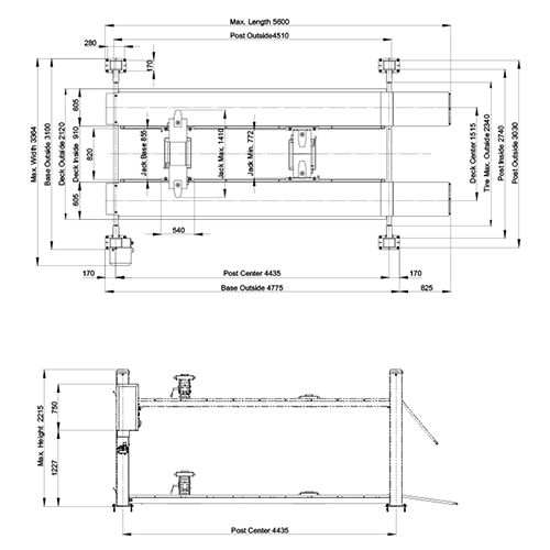 4 post 4ton flat platform lift Heshbon HL-3300L