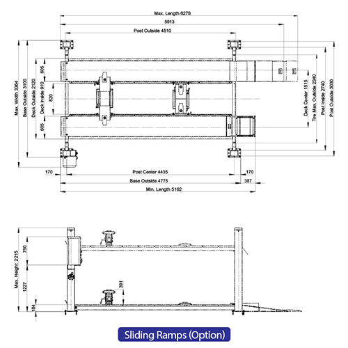 4 post 4ton flat platform lift Heshbon HL-3300L