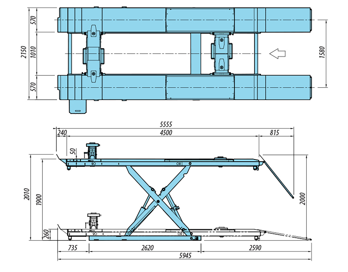 Thiết kế - lay out Cầu nâng cắt kéo 4 tấn Hàn Quốc