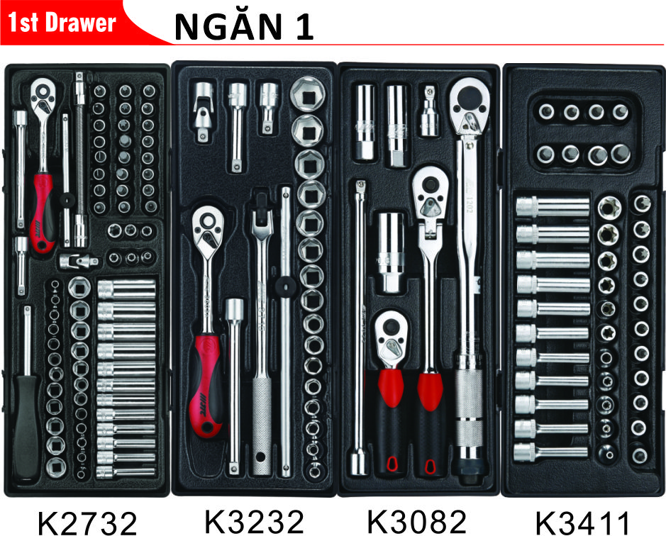 JTC-5021+225 Tủ đựng dụng cụ 225 chi tiết