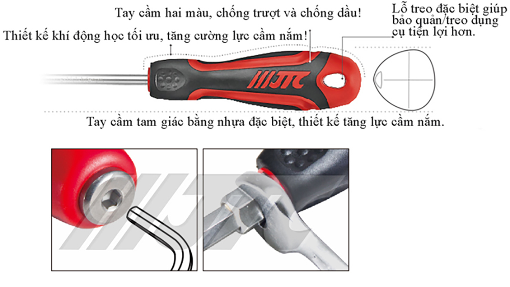 JTC-7617-7626 Tô vít đóng cao cấp 2 cạnh, 4 cạnh