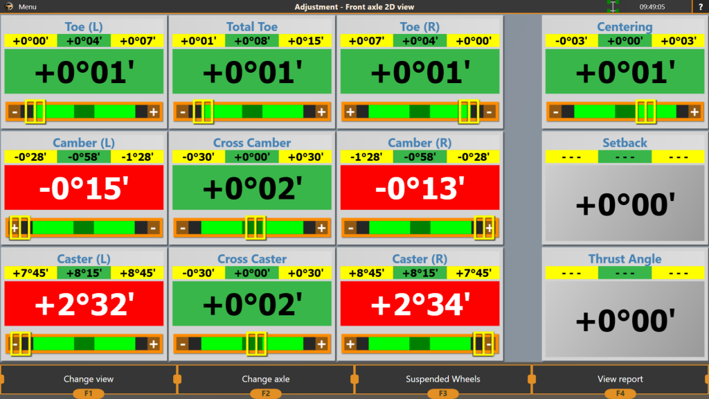 Adjustment screen - 2D view 