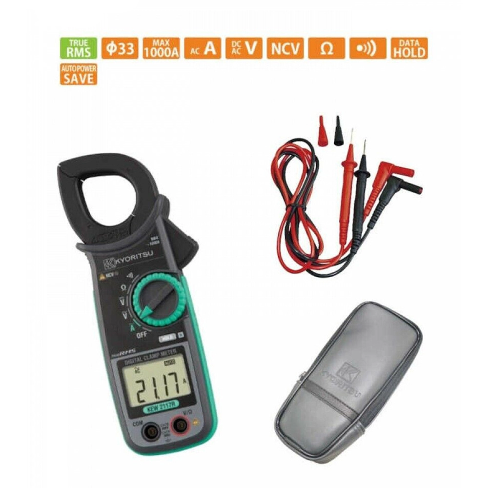 2117R, ampe kìm Kyoritsu True RMS 1000A, đo dòng AC, điện áp AC/DC 600V, điện trở và thông mạch., Kyoritsu 2117R True RMS Clamp Meter 1000A