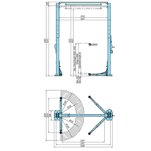 Cầu nâng 2 trụ 6 tấn Heshbon HL-27M Cầu nâng 2 trụ 6 tấn Heshbon HL-27M