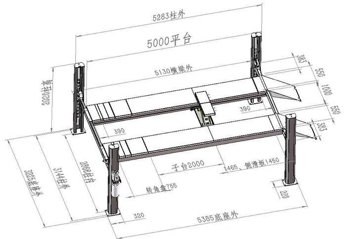 Cầu nâng 4 trụ cân chỉnh góc đặt bánh xe 5 tấn Kawasami KW-4045E