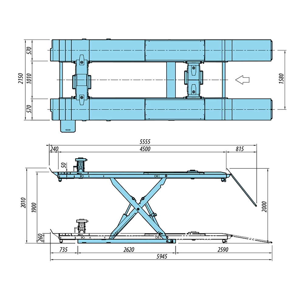 Cầu nâng cắt kéo 4 tấn cân chỉnh góc đặt bánh xe Heshbon HL-53X, 4 ton Wheel alignment scissor lift, Korea Hàn Quốc