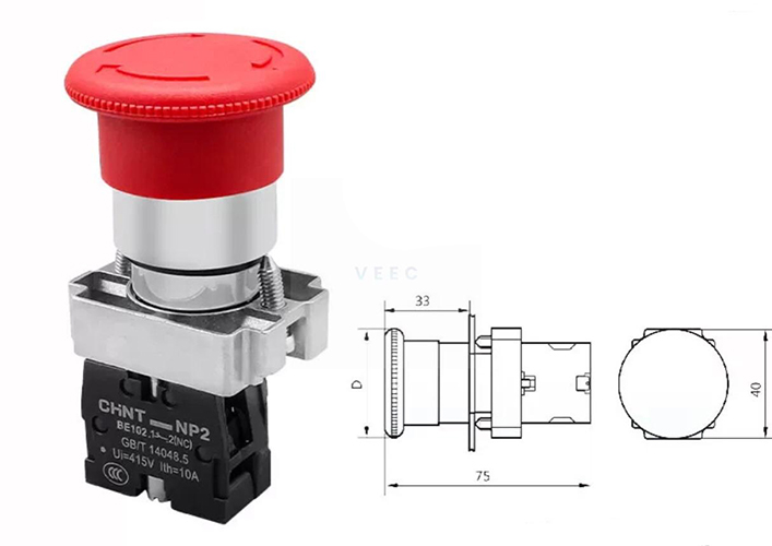 NP2-ES542 Nút dừng khẩn cấp Chint, NP2-ES542 Nút nhấn đỏ an toàn, NP2-ES542 Nút dừng máy khẩn cấp, NP2-ES542 Nút 220V công nghiệp, NP2-ES542 Thiết bị dừng an toàn, CHINT NP2-ES542 Emergency Stop