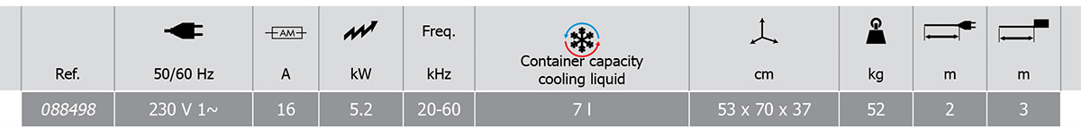 Thông số kỹ thuật của máy gia nhiệt cục bộ Gys Powerduction 49LG Ref 088498