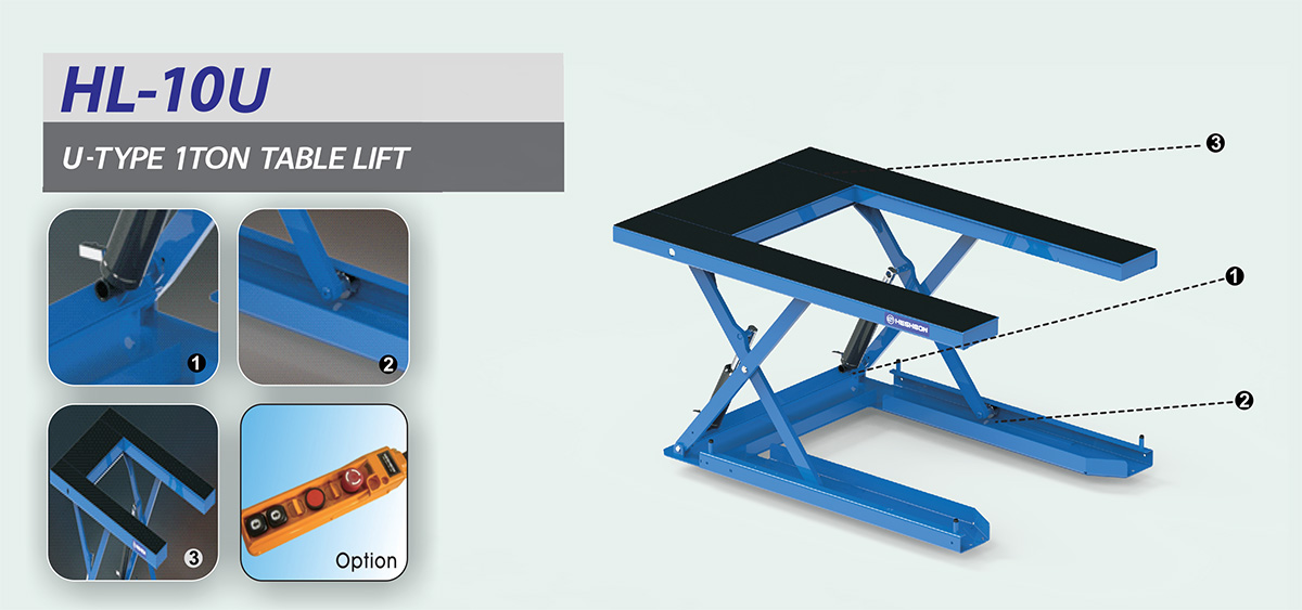 Bàn nâng chữ U 1 tấn Heshbon HL-10U Hàn Quốc