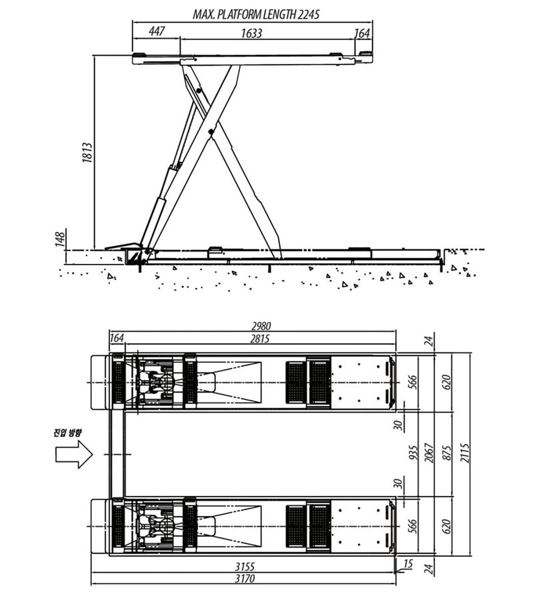 Lay out thiết kế cầu cắt kéo lắp âm sàn HL-32D