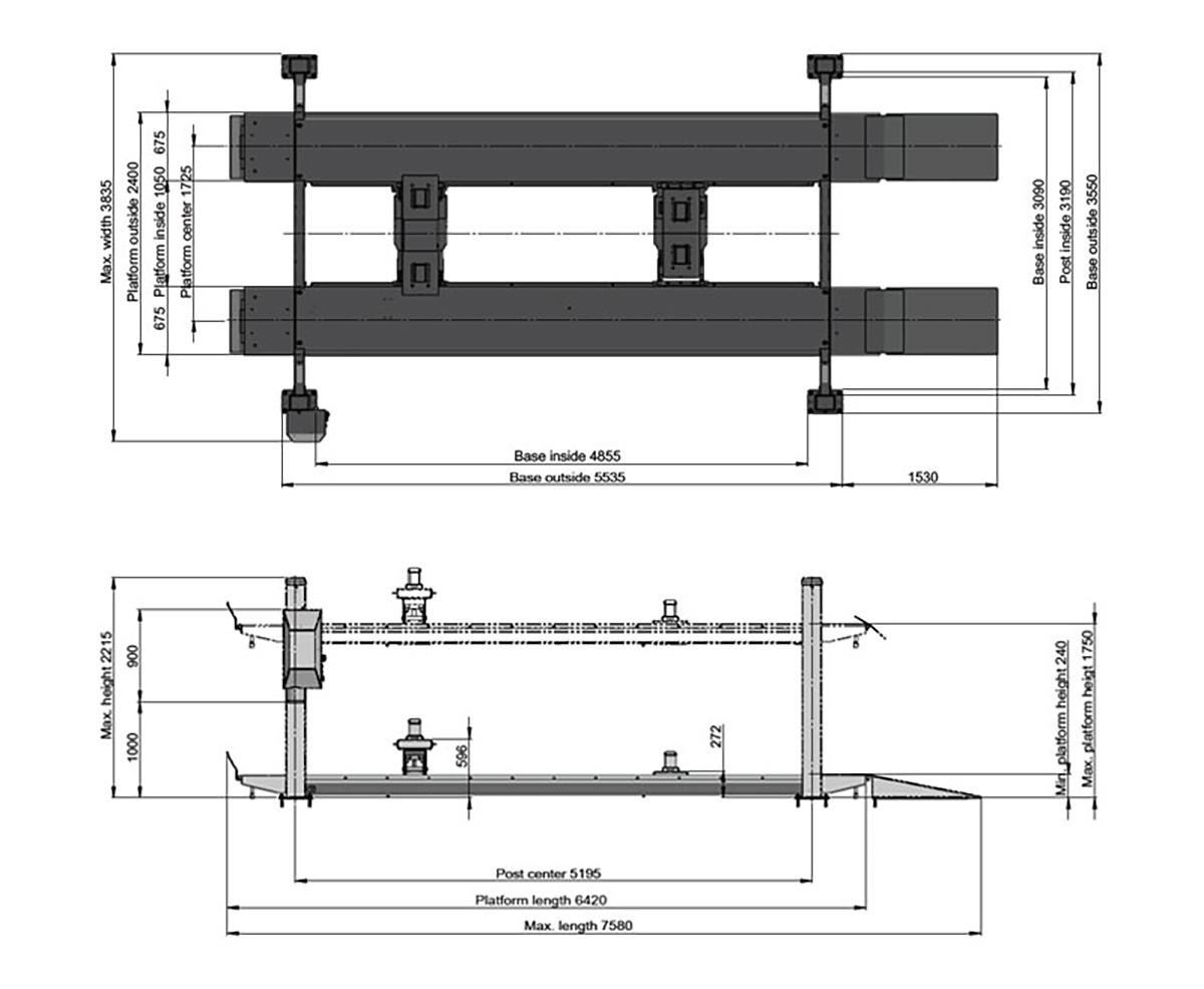 Cầu nâng 4 trụ 8.5 tấn Heshbon HL-48H