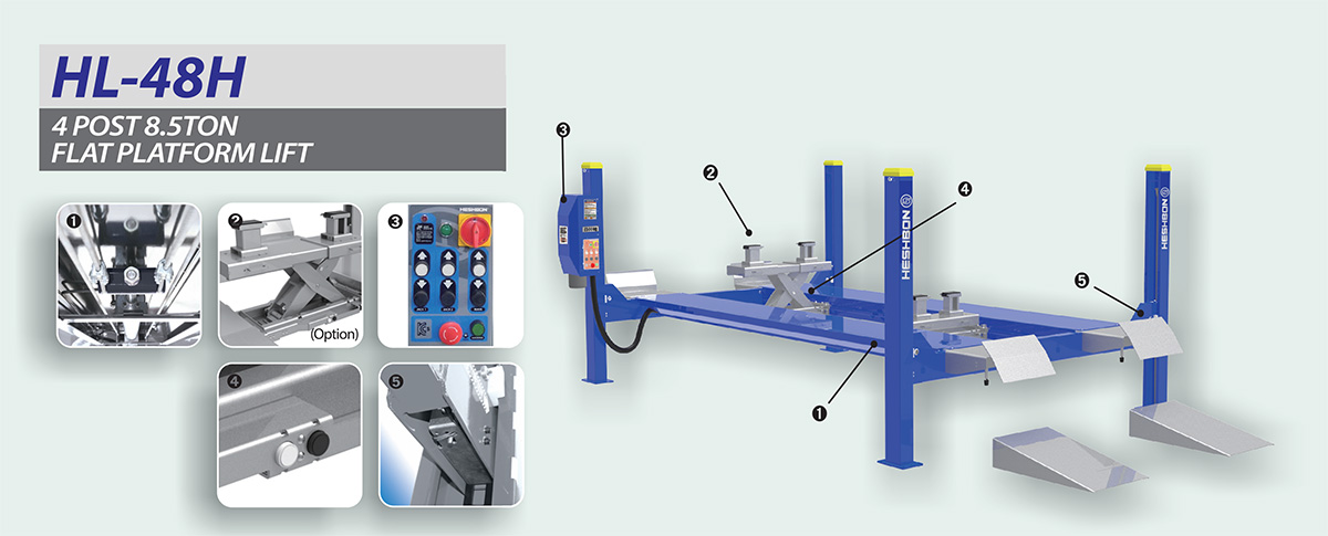 Cầu nâng 4 trụ 8.5 tấn Heshbon HL-48H