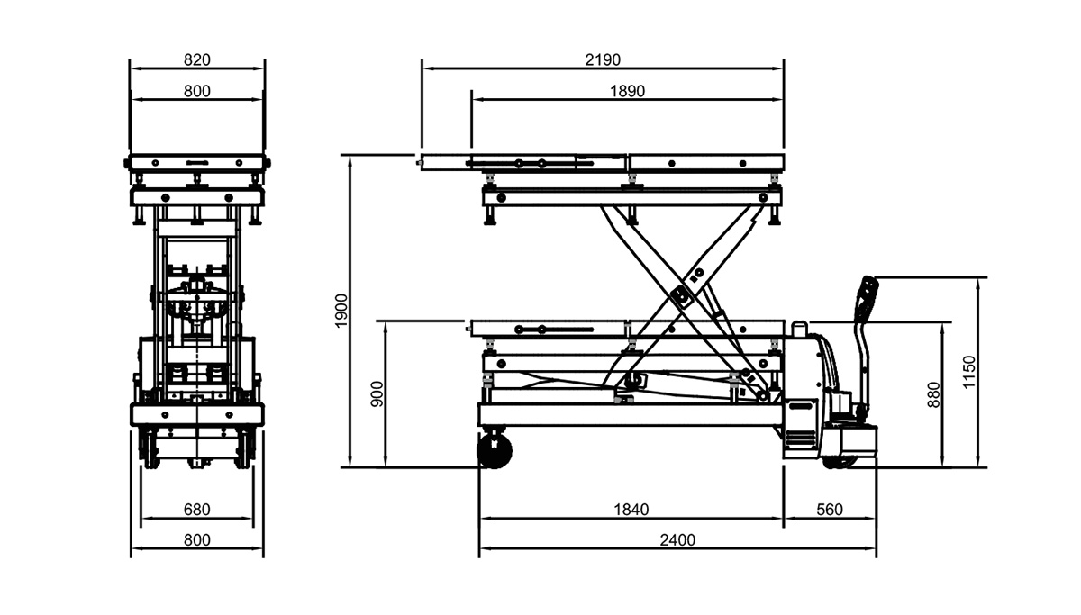 Thiết kế Bàn nâng di động 1.5 tấn Heshbon HLT-7015A
