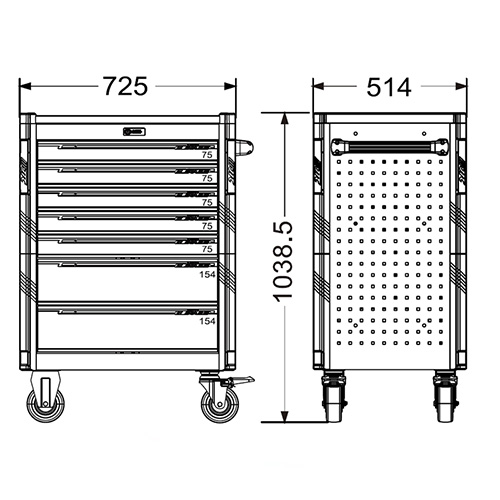 JTC-7349 Tủ dụng cụ 7 ngăn cao cấp -mặt thép không gỉ JTC-7349 Tủ dụng cụ 7 ngăn cao cấp -mặt thép không gỉ