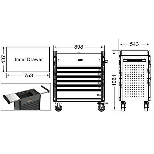 JTC-7361 Tủ dụng cụ 6 ngăn trượt đôi cỡ lớn JTC-7361 Tủ dụng cụ 6 ngăn trượt đôi cỡ lớn