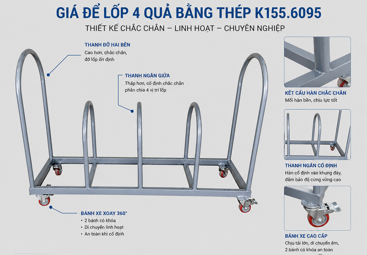 Giá để lốp 4 quả bằng thép K155.6095