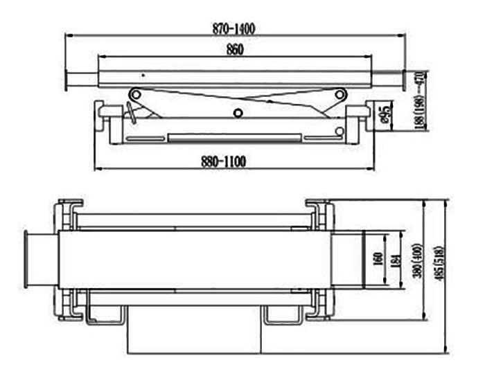 Kawasami KW-2A 2 ton Pneumatic auxiliary jack for scissor lift and 4-post lift
