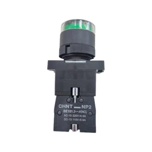 NP2-EW3361 nút nhấn có đèn xanh, công tắc nhấn CHINT, nút nhấn LED 230V, nút nhấn công nghiệp, nút nhấn CHINT 22mm, Chint NP2-EW3361 Green Light Push Button